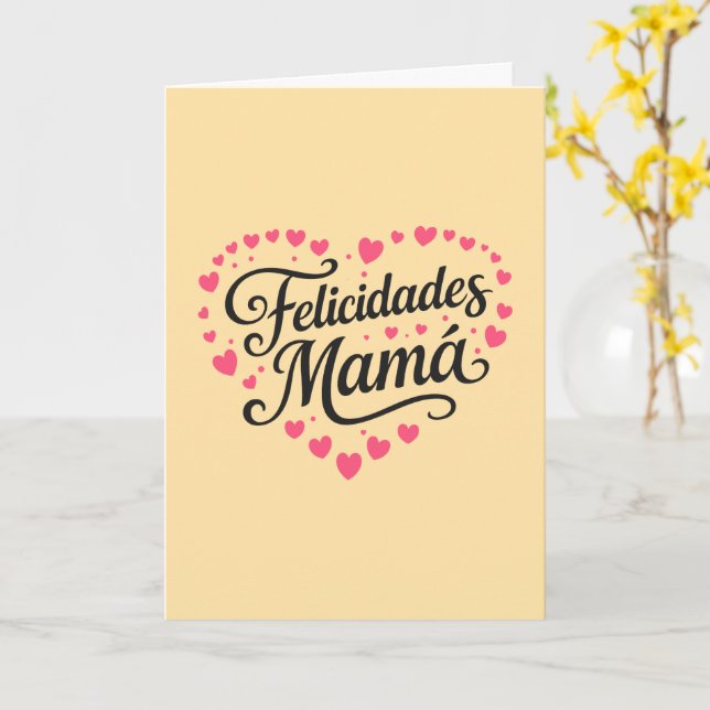Carte Felicitations Maman Joyeuse Fête des Mères Calligr (Fleur jaune)