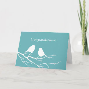Carte Félicitations Mariage Cute Sparrow Bird Blue