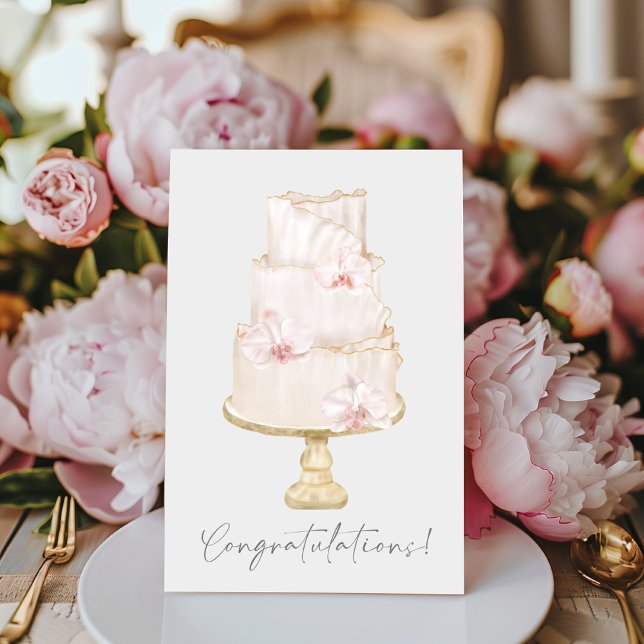 Carte Félicitations Mariage d'orchidée gâteau (Créateur téléchargé)