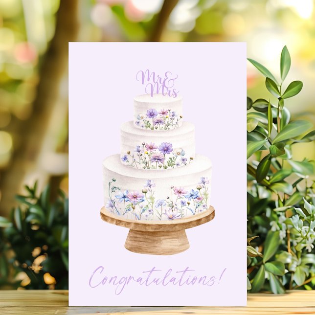 Carte Félicitations Mariage Fleur sauvage Cake (Créateur téléchargé)
