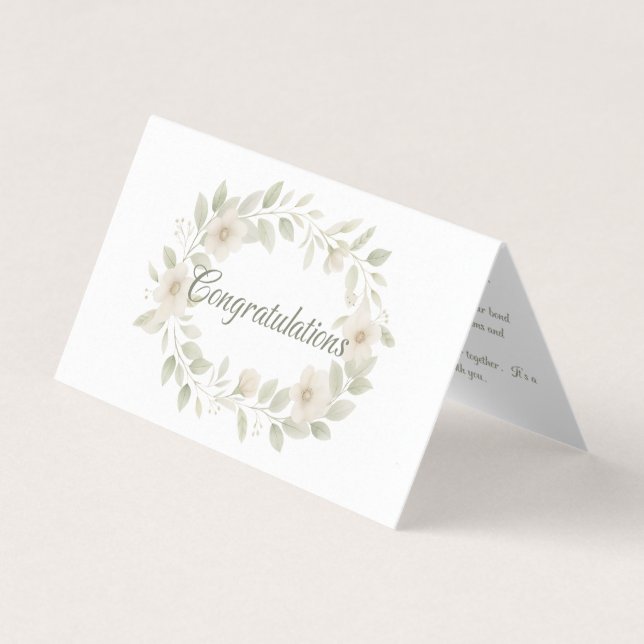 Carte Félicitations Mariage Floral Sage & Ivory (Front)