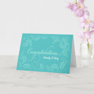 Carte Félicitations Mariage Floral (Turquoise)