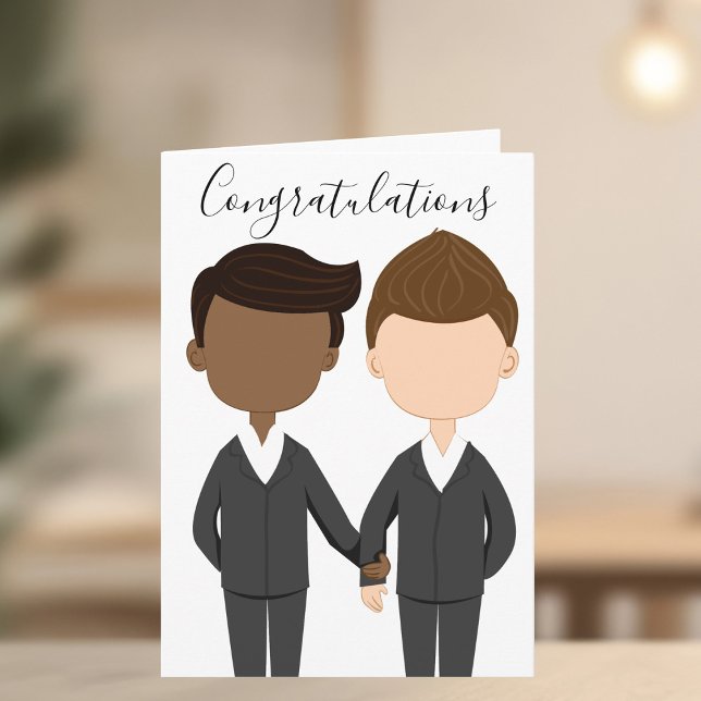 Carte Félicitations Mariage gay Interracial Hommes Coupl (Créateur téléchargé)
