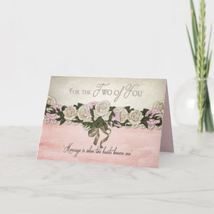 Carte Félicitations - mariage/mariage - cru/rose
