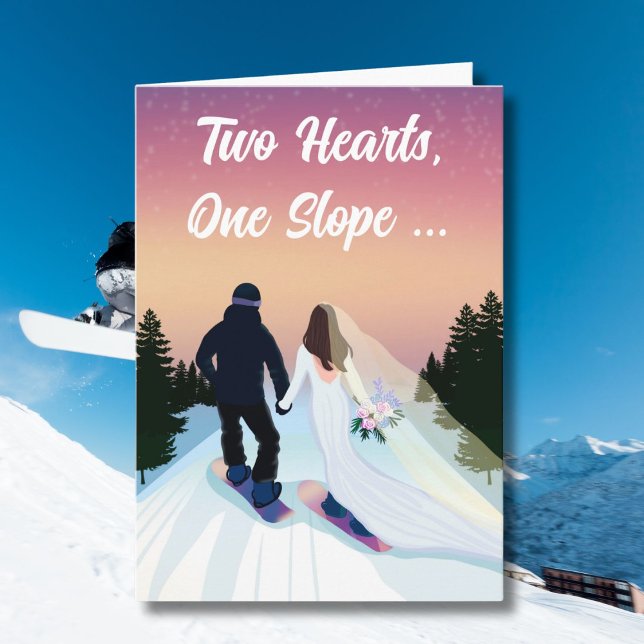 Carte Félicitations Mariage Mariée & Marié Snowboard (Créateur téléchargé)