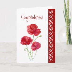 Carte Félicitations Mariage Red Poppies Garden Flowers