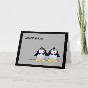 Carte Félicitations Mariage/ Union Gay- Penguins