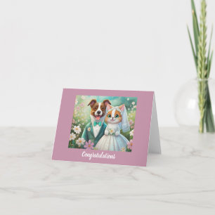 Carte Félicitations Mariages de chats et de chiens migno