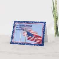 Félicitations Marine Graduate Card avec drapeaux