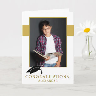 Carte Félicitations modernes Photo de chapeau de graduat