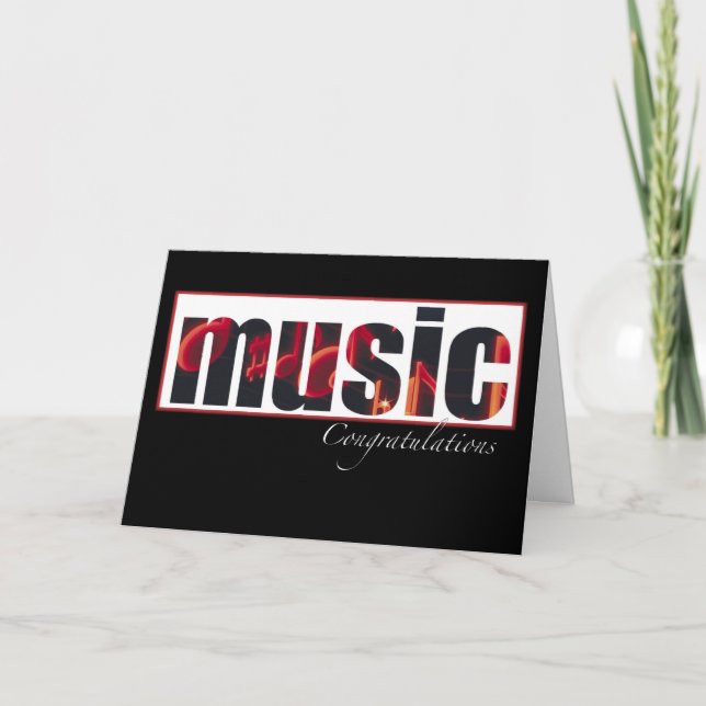 Carte Félicitations Musique, Noir (Devant)
