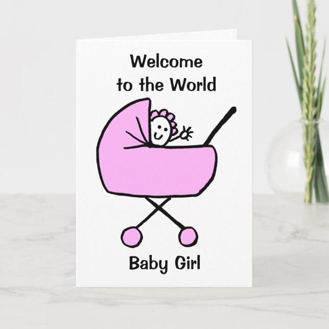 Carte Félicitations Naissance Baby Girl Pink (Devant)