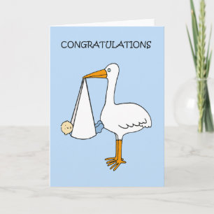 Carte Félicitations New Baby Boy with Stork
