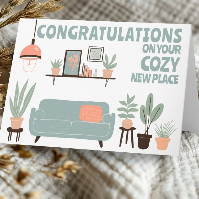 Carte Félicitations New Home Cosy Cute Living Room (Congratulations New Home Cozy Cute Living Room Card
)