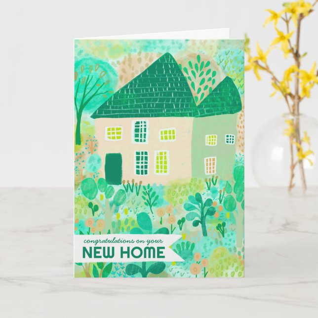 Carte Félicitations New Home Jardin Aquarelle Cute (Fleur jaune)
