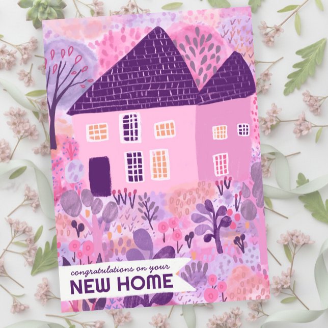 Carte Félicitations New Home Jardin Aquarelle Cute (Congratulations New Home Garden Watercolor Cute Flat Card
)