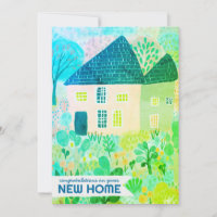 Félicitations New Home Jardin Aquarelle Cute