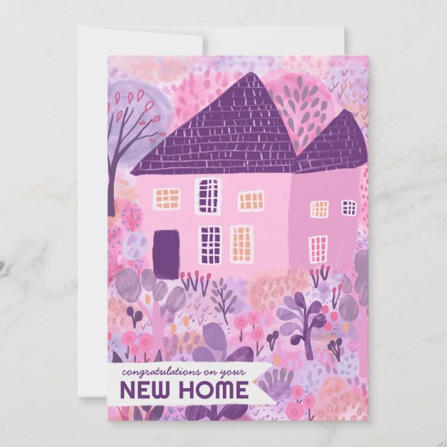 Carte Félicitations New Home Jardin Aquarelle Cute (Devant)