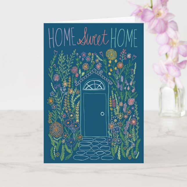 Carte Félicitations New Home Sweet Garden Door Custom (Orchidée)