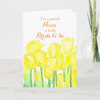 Carte Félicitations Nièce Future Mariée Tulipes Jaunes