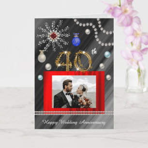 Carte Félicitations Noël Or 40e Anniversaire de Mariage