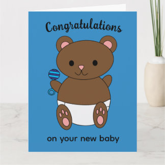 Carte Félicitations Nouveau Bébé Garçon Ours Personnalis