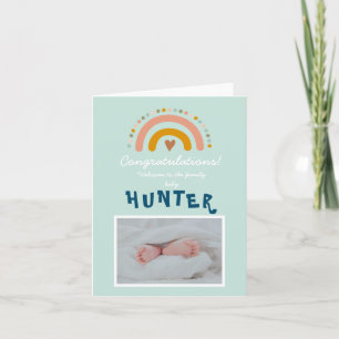 Carte Félicitations Nouveau bébé garçon photo Rainbow Ca