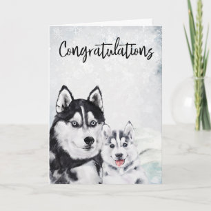 Carte Félicitations Nouveau Bébé Maman Husky Chien 