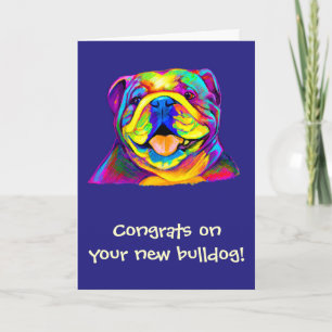 Carte Félicitations Nouveau Bulldog dans les couleurs