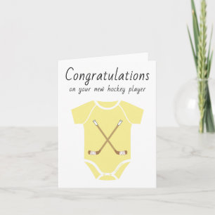 Carte Félicitations Nouveau Hockey Bébé Unisex Jaune