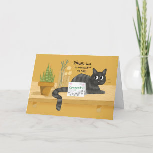 Carte Félicitations Nouveau Plante Funny Pun avec chat