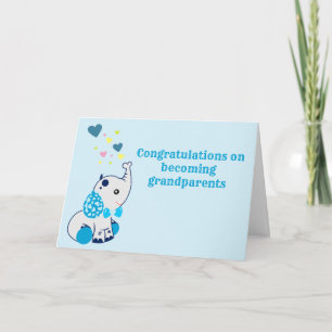 Carte Félicitations nouveaux grands-parents, Blue Elepha