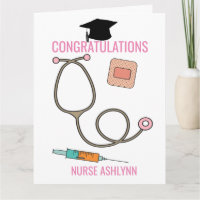 Personnalisé infirmière Félicitations Diplôme Universitaire Paillettes Carte Graduation