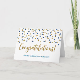 Carte Félicitations Parents de Groom Gold Blue