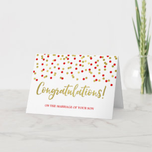 Carte Félicitations Parents de Groom Gold Red