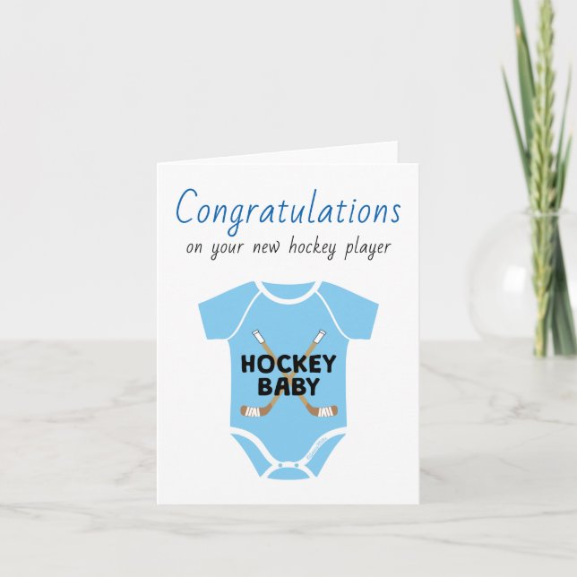 Carte Félicitations Personnalisées Baby Shower Hockey (Devant)