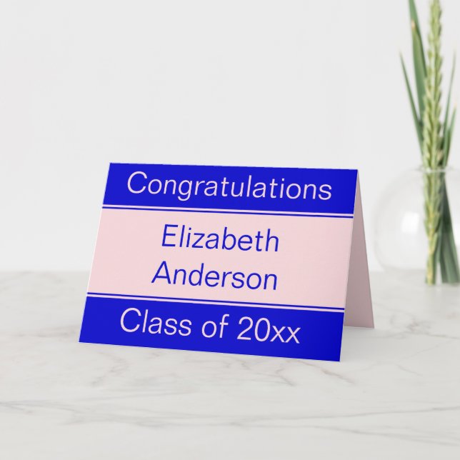 Carte Félicitations Pink and Blue Name Graduation (Devant)