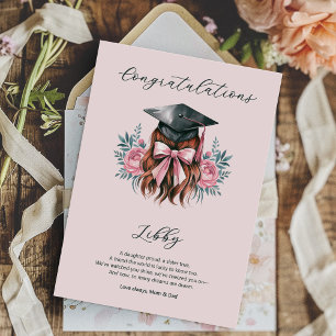 Carte Félicitations Poème de Graduation Fille Casquette