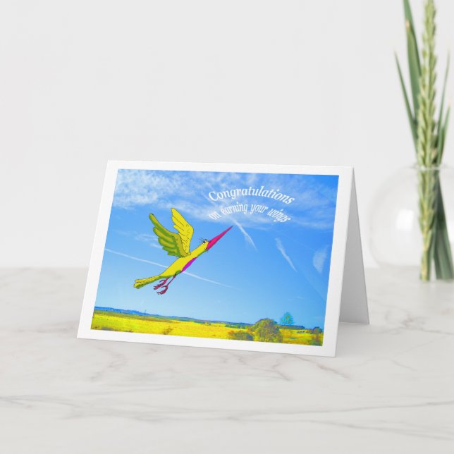 Carte Félicitations, pour avoir gagné vos ailes (Devant)