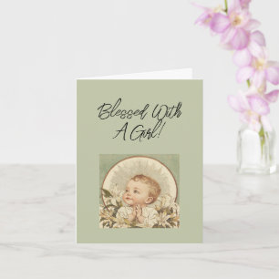 Carte Félicitations pour bébé fille chrétienne, Texte pe