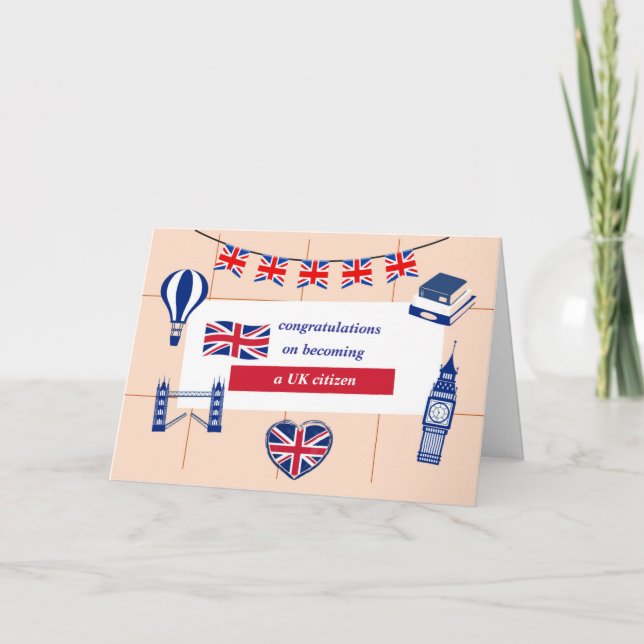 Carte Félicitations pour devenir un nouveau citoyen brit (Devant)