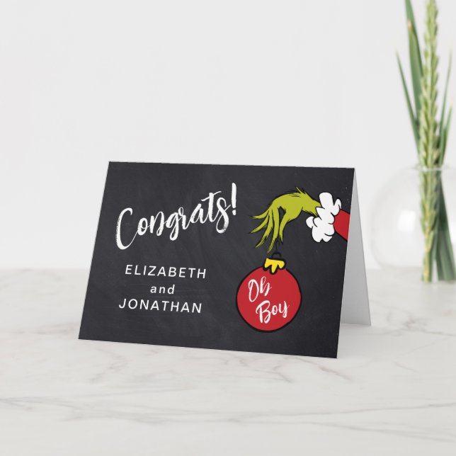 Carte Félicitations pour la Baby Shower Oh Boy Grinch (Devant)