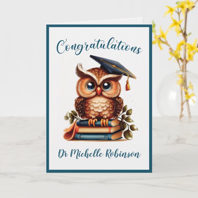 Carte Félicitations pour la graduation de Wise Owl (Fleur jaune)