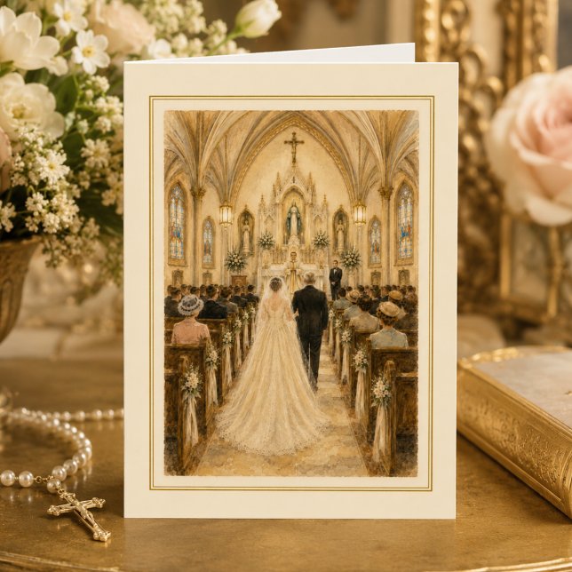 Carte Félicitations pour la messe de mariage catholique (Créateur téléchargé)