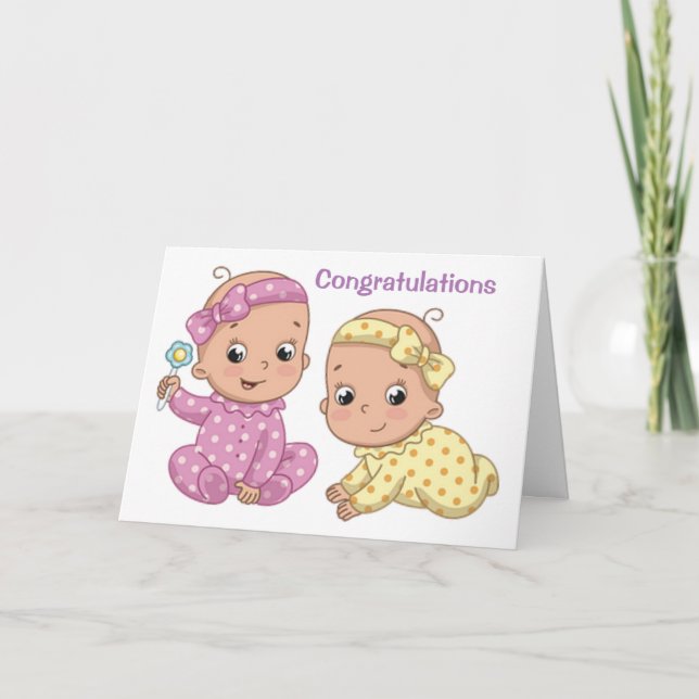 CARTE "FÉLICITATIONS POUR LA NAISSANCE DE VOS JUMELLES" (Devant)