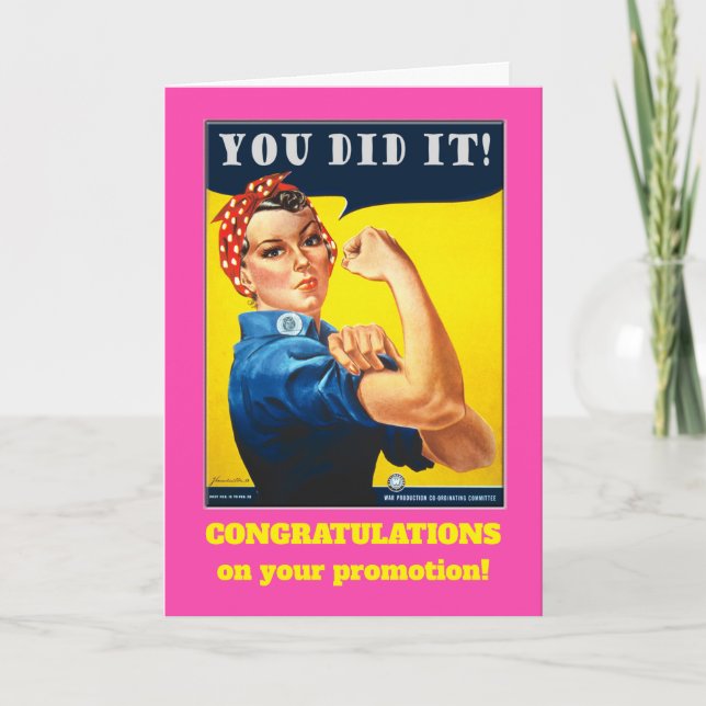 Carte Félicitations pour la promotion Rosie le Riveter (Devant)