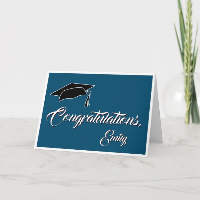 Carte Félicitations pour la remise des diplômes bleu sim (Devant)