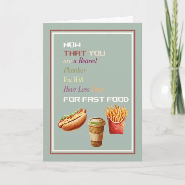 Carte Félicitations pour la retraite du plombier (Devant)