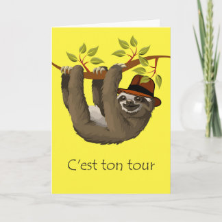 Carte Félicitations pour la retraite en français, Sloth