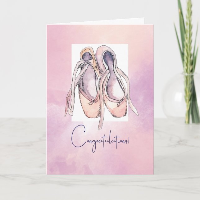 Carte Félicitations pour l'aquarelle Ballet Performance (Devant)